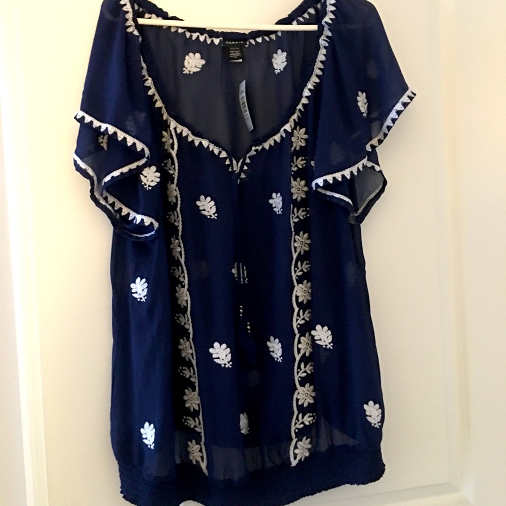 Torrid Embroidered Peasant Top
